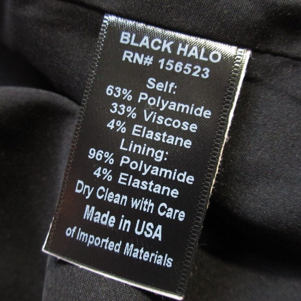 NWT Black Halo Jackie in Black Stretch Gabardine Belted Sheath Dress 8 $375 - Picture 9 of 11